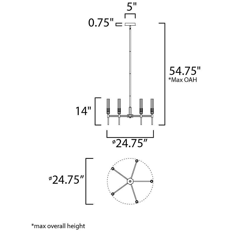 Image 6 Maxim Flambeau 24 3/4" Wide Black Brass 6-Light LED Chandelier more views