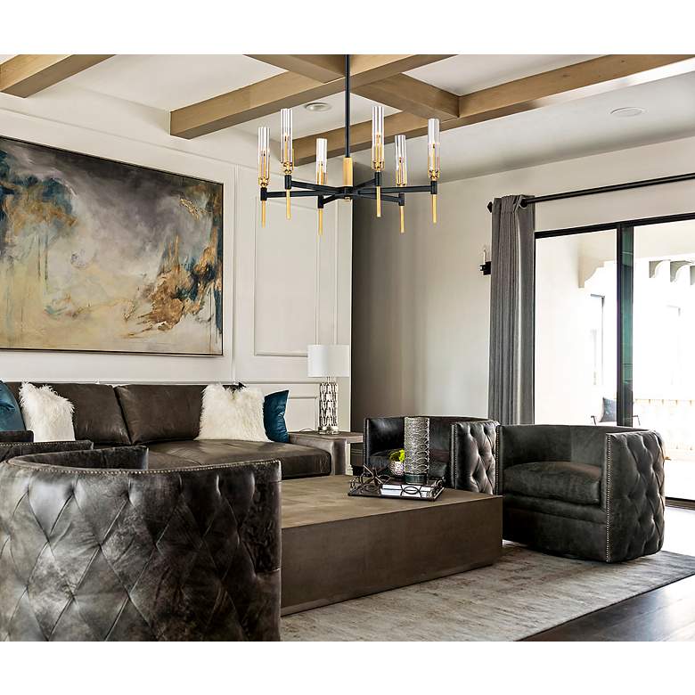 Image 7 Maxim Flambeau 24 3/4" Wide Black Brass 6-Light LED Chandelier more views