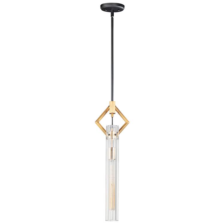 Image 2 Maxim Flambeau 3" Wide Black and Antique Brass Mini Pendant Light