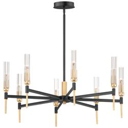 Maxim Flambeau 33&quot; Wide Black and Brass 8-Light LED Chandelier