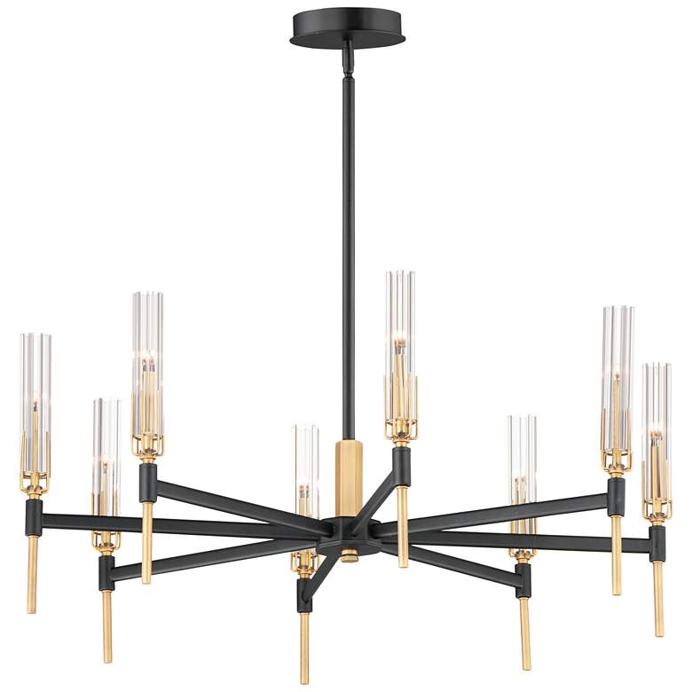 Image 2 Maxim Flambeau 33 inch Wide Black and Brass 8-Light LED Chandelier