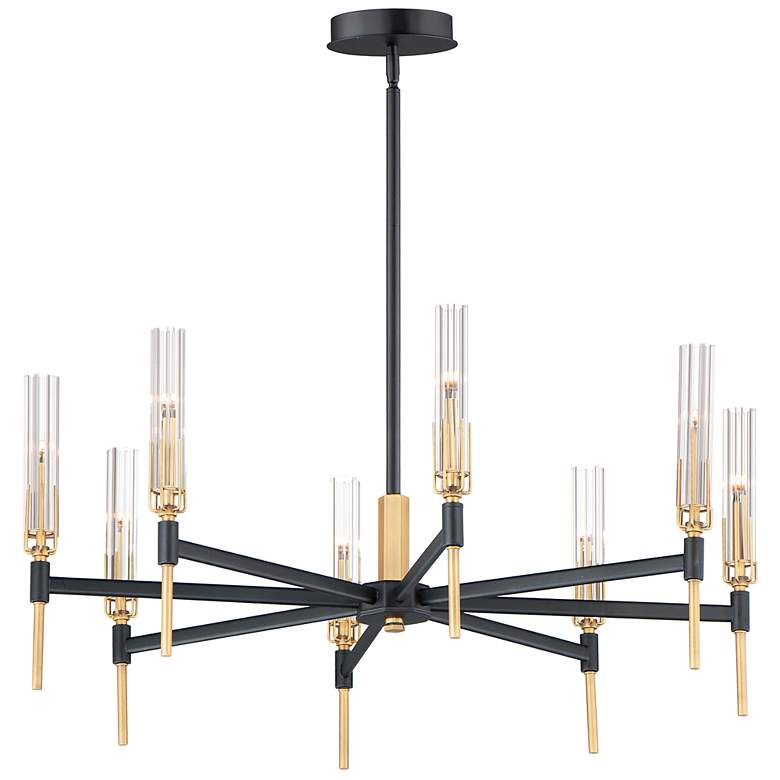 Image 2 Maxim Flambeau 33" Wide Black and Brass 8-Light LED Chandelier