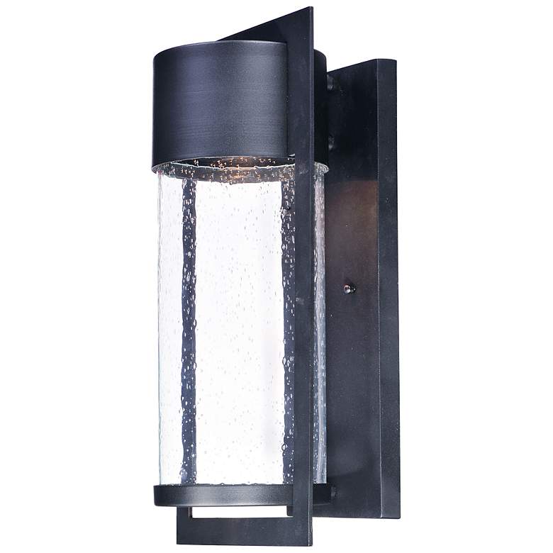 Image 1 Maxim Focus 18" Modern Black and Seeded Glass LED Outdoor Wall Light