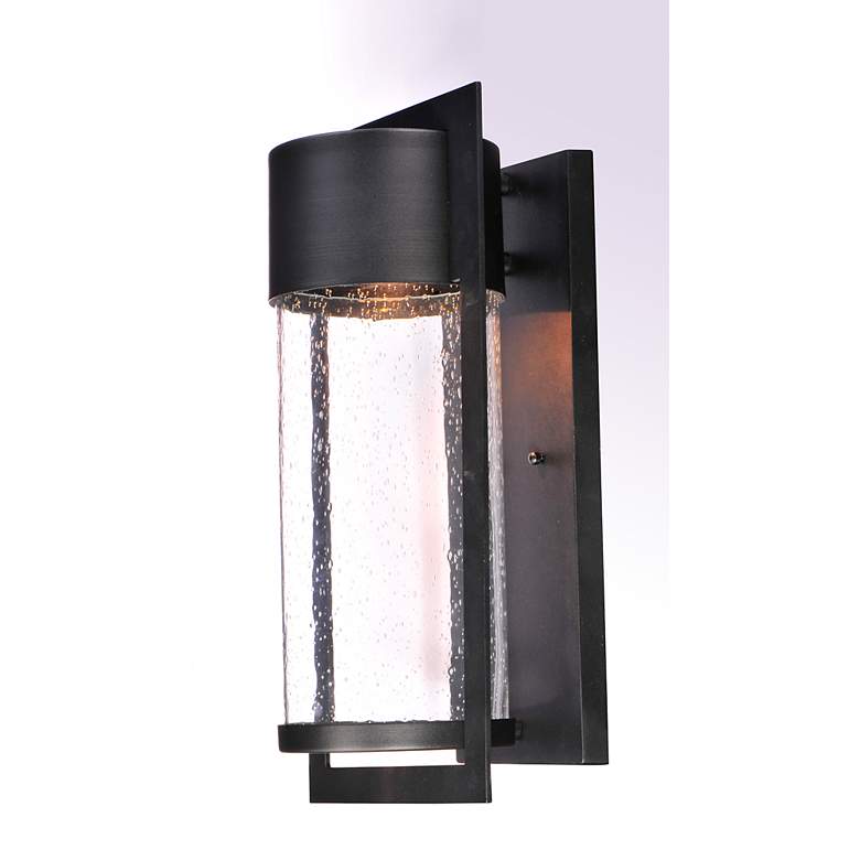 Image 2 Maxim Focus 18" Modern Black and Seeded Glass LED Outdoor Wall Light more views