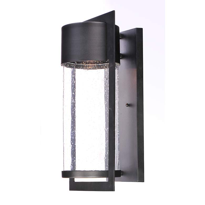 Image 3 Maxim Focus 18" Modern Black and Seeded Glass LED Outdoor Wall Light more views