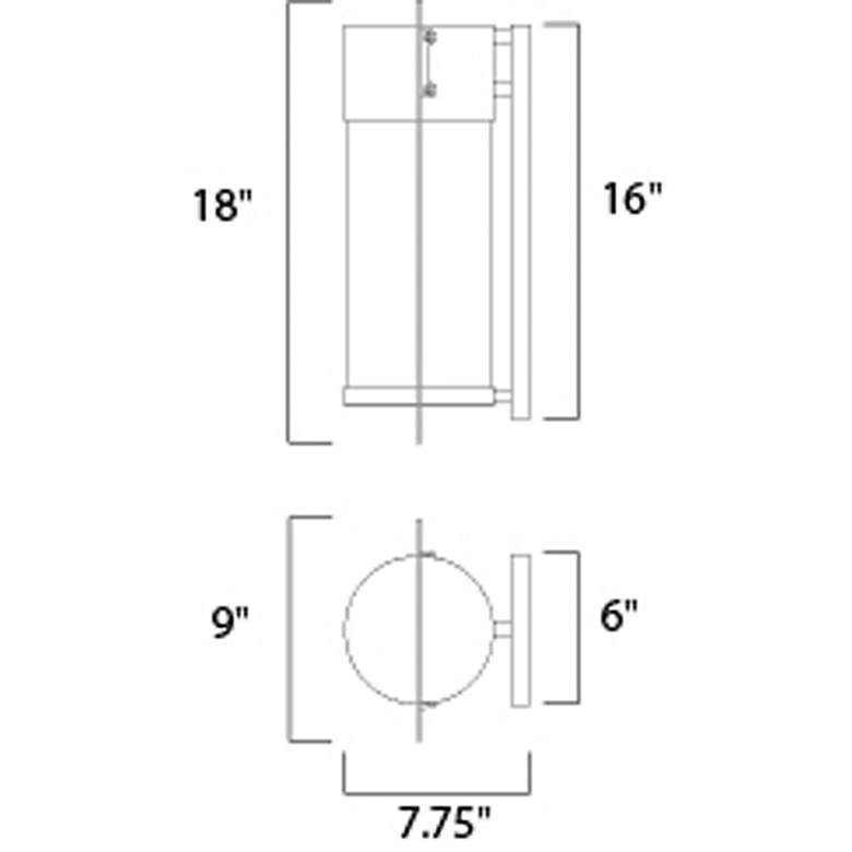 Image 4 Maxim Focus 18" Modern Black and Seeded Glass LED Outdoor Wall Light more views