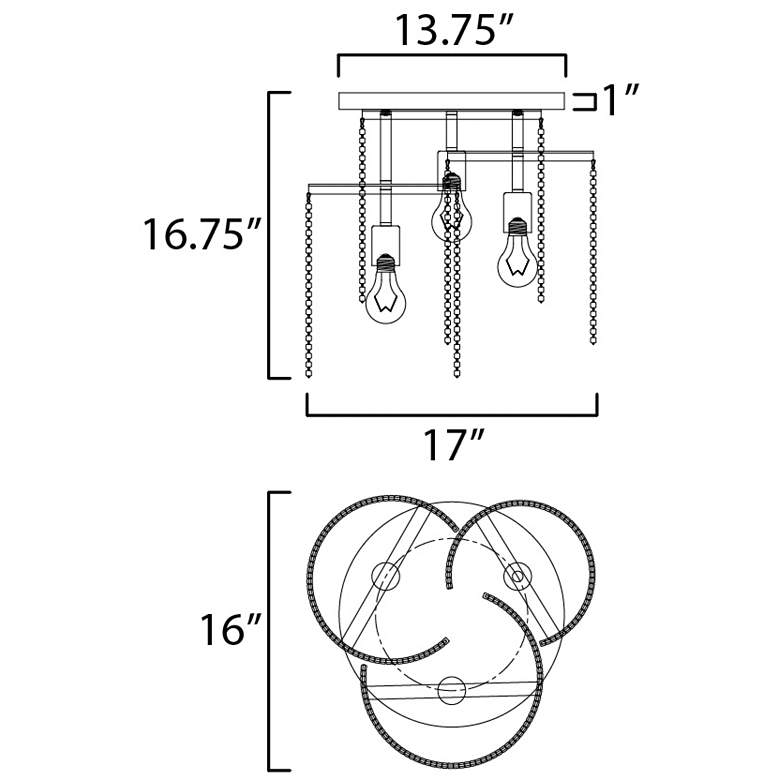 Image 5 Maxim Fontaine 17" Wide Golden Silver 3-Light Ceiling Light more views