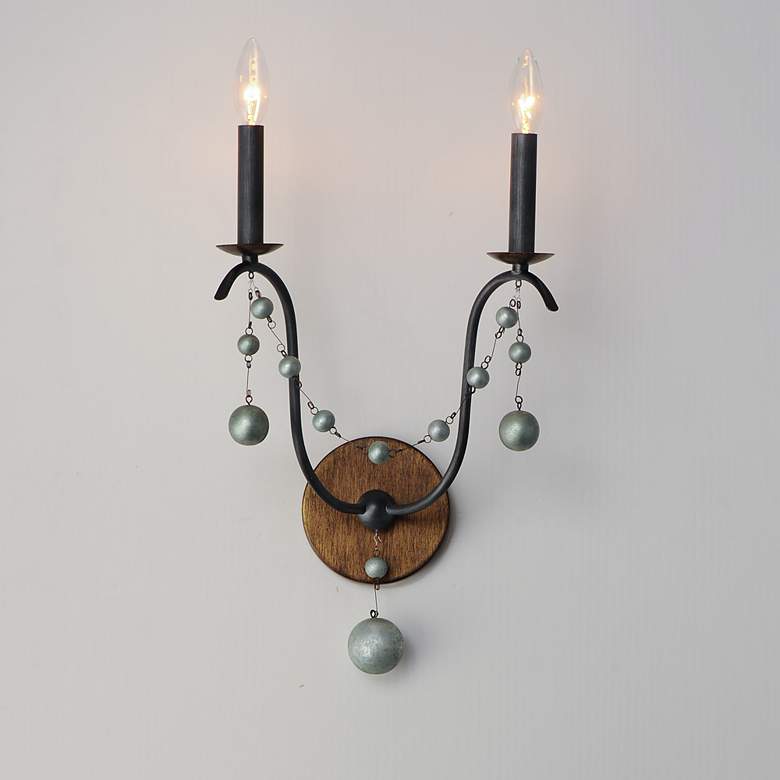 Image 1 Maxim Formosa 21 1/2" High Golden Noir 2-Light Wall Sconce