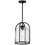2_Maxim Foundry 11" Wide Black Mini Pendant w/ Seeded Glass