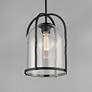 1_Maxim Foundry 11" Wide Black Mini Pendant w/ Seeded Glass