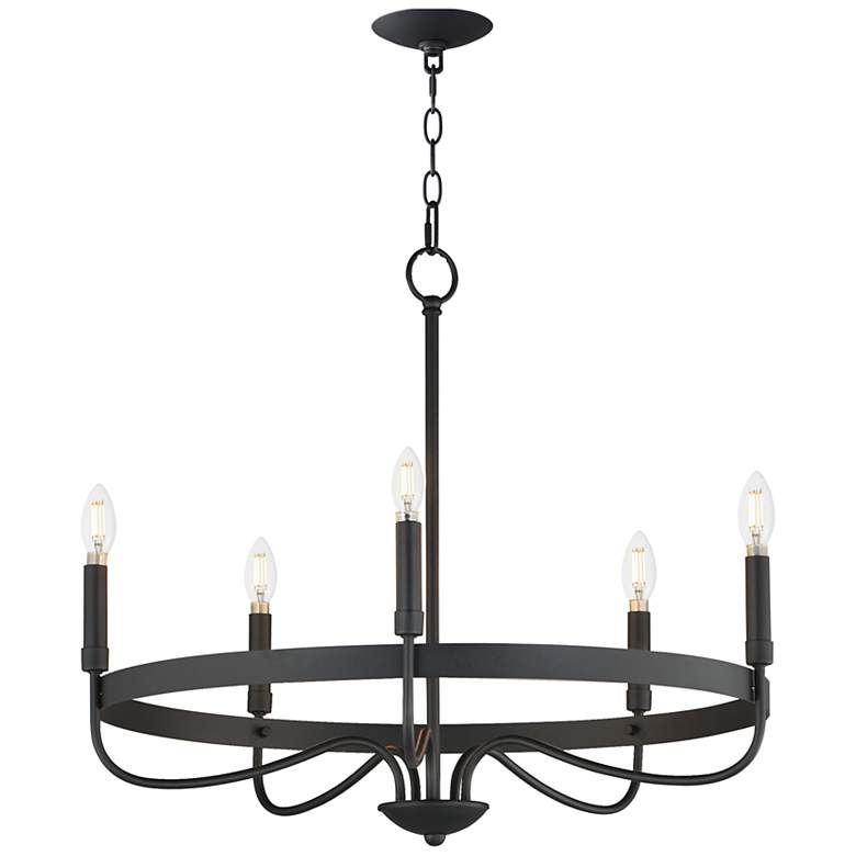 Image 1 Maxim Frankie 26" Wide Black 5-Light Chandelier