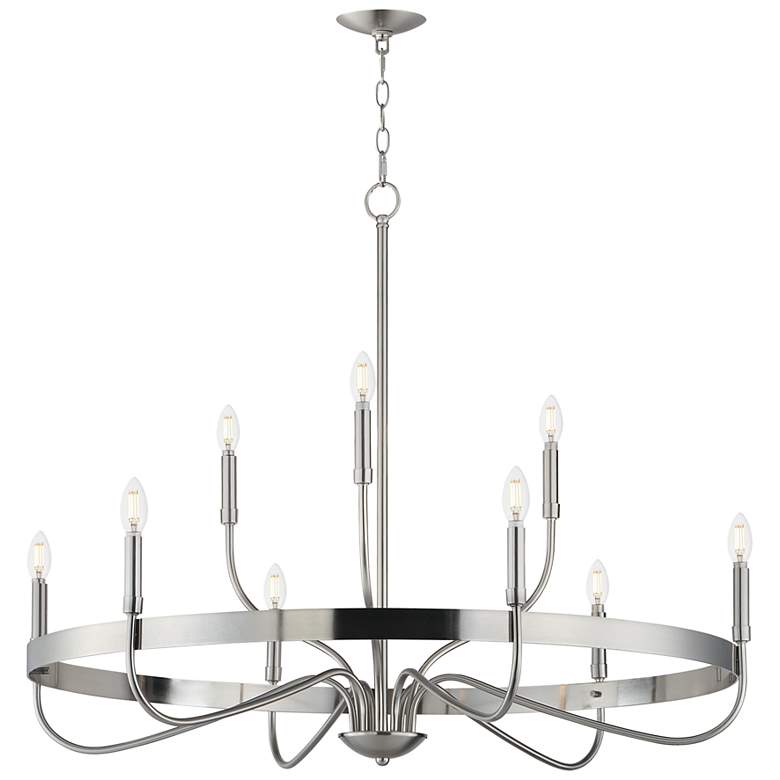 Image 1 Maxim Frankie 39 3/4" Wide Satin Nickel 9-Light Chandelier