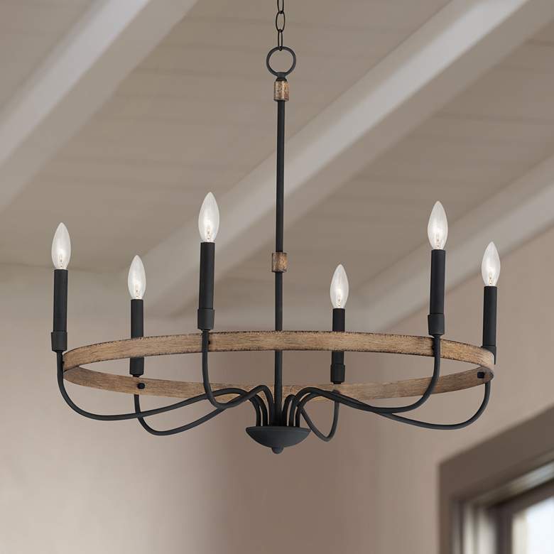 Image 1 Maxim Franklin 28 1/2" Wide Driftwood Black 6-Light Ring Chandelier