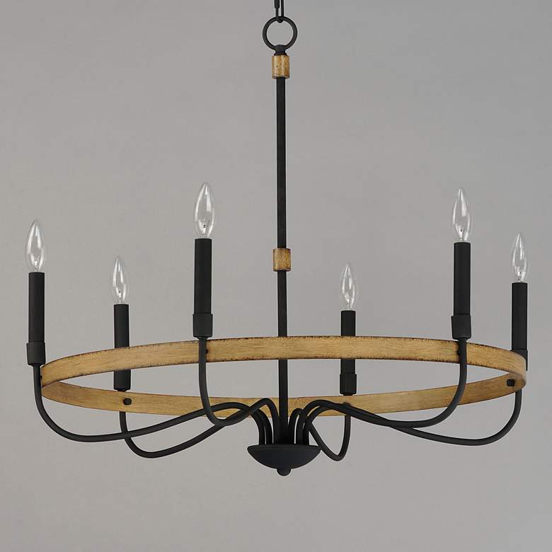 Image 3 Maxim Franklin 28 1/2" Wide Driftwood Black 6-Light Ring Chandelier more views