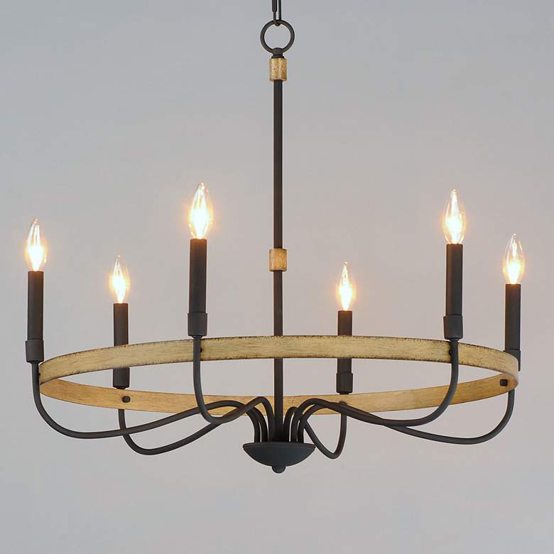 Image 4 Maxim Franklin 28 1/2" Wide Driftwood Black 6-Light Ring Chandelier more views