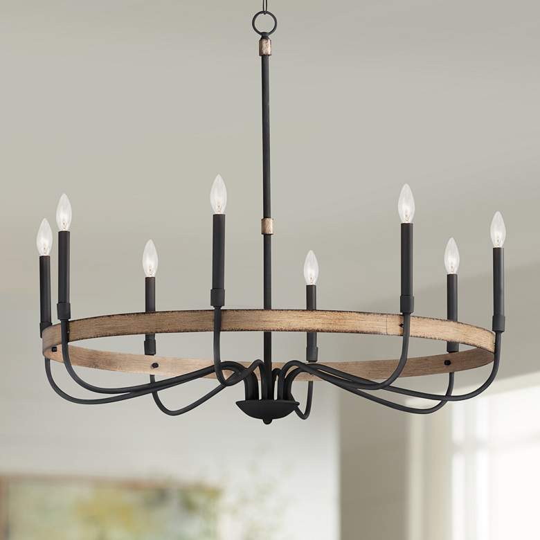 Image 1 Maxim Franklin 36" Wide Driftwood Black 8-Light Ring Chandelier