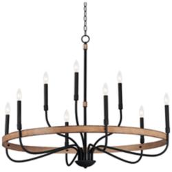 Maxim Franklin 40"W Black and Driftwood 9-Light Chandelier