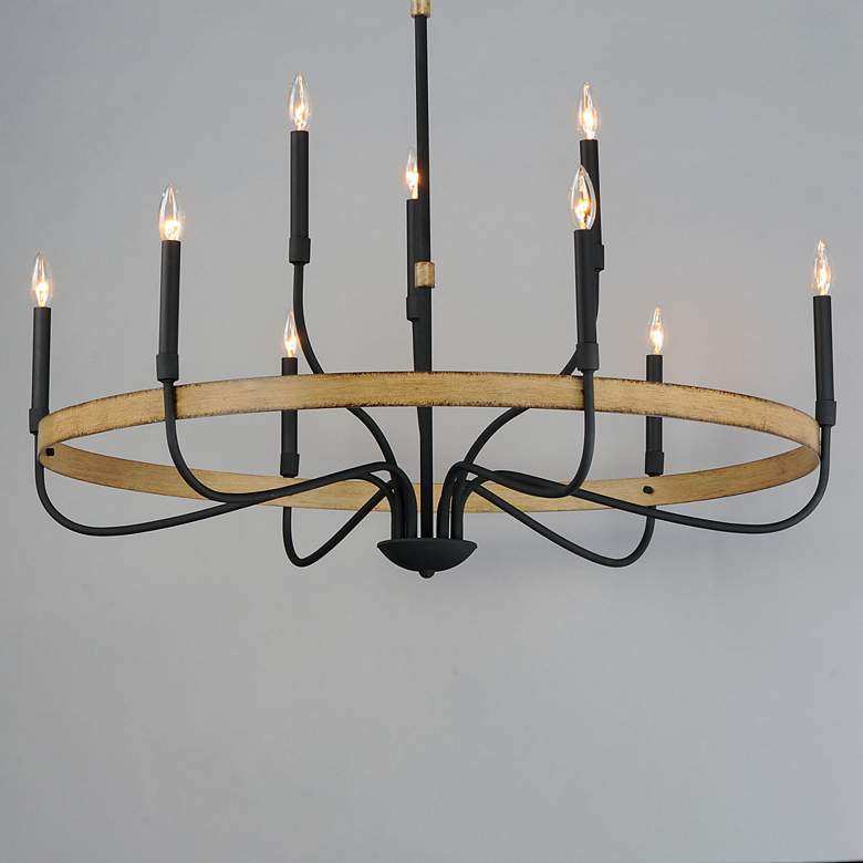Image 4 Maxim Franklin 40"W Black and Driftwood 9-Light Chandelier more views
