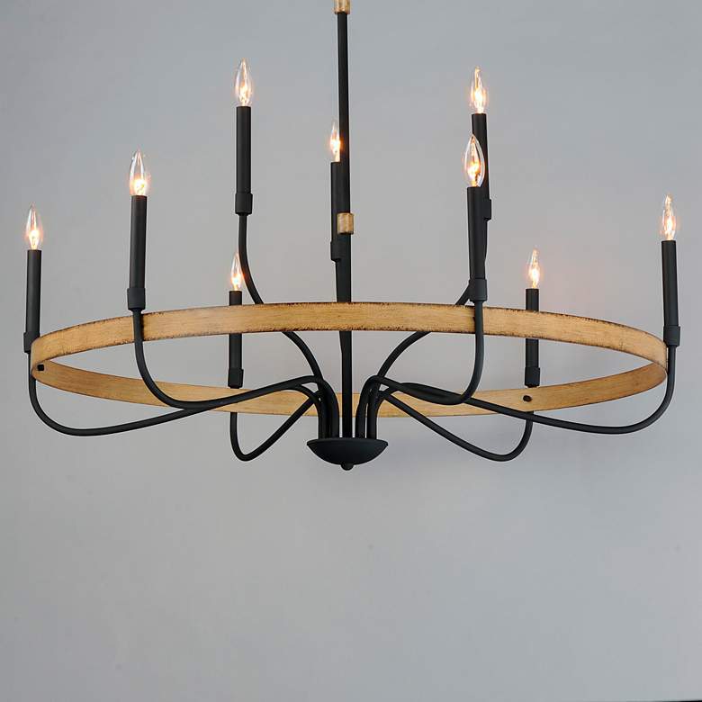 Image 6 Maxim Franklin 40"W Black and Driftwood 9-Light Chandelier more views