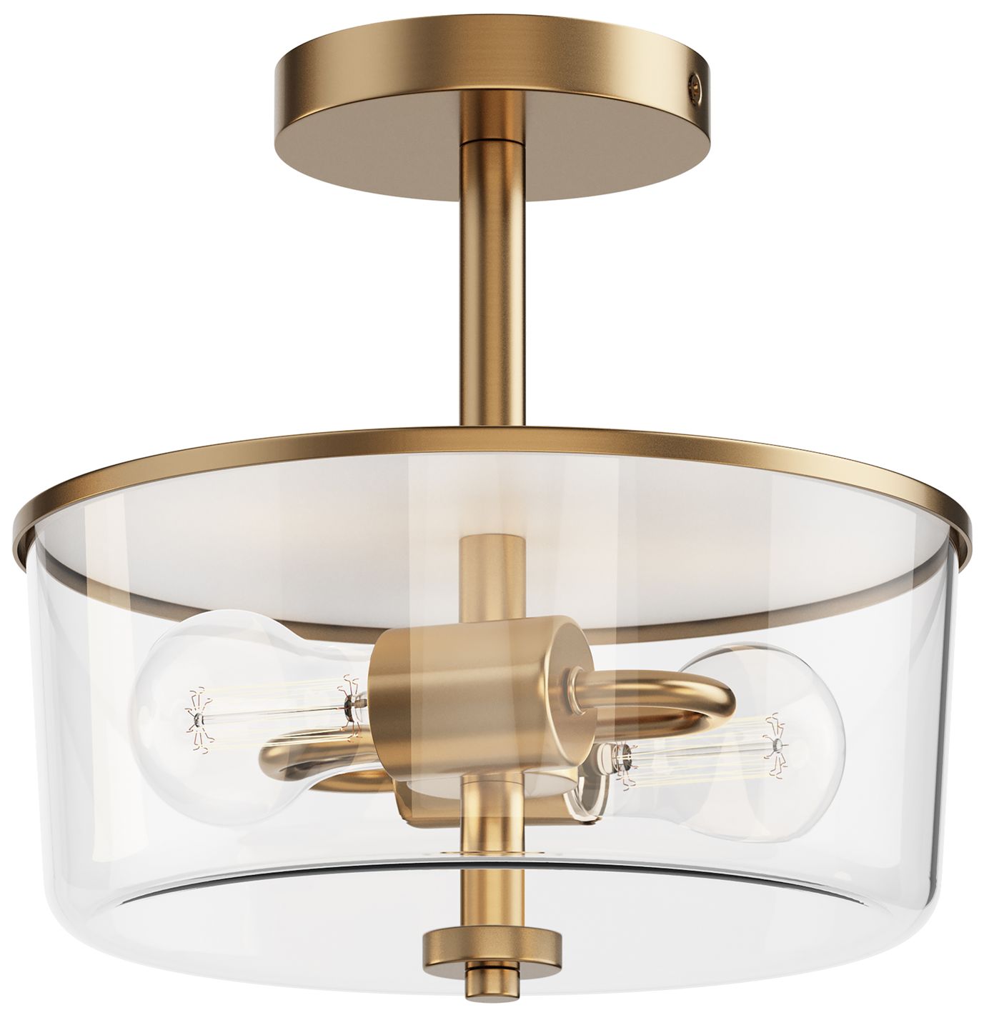Maxim Fuller 10 3/4" Clear/Natural Aged Brass 2-Light Semi Flush/Pendant