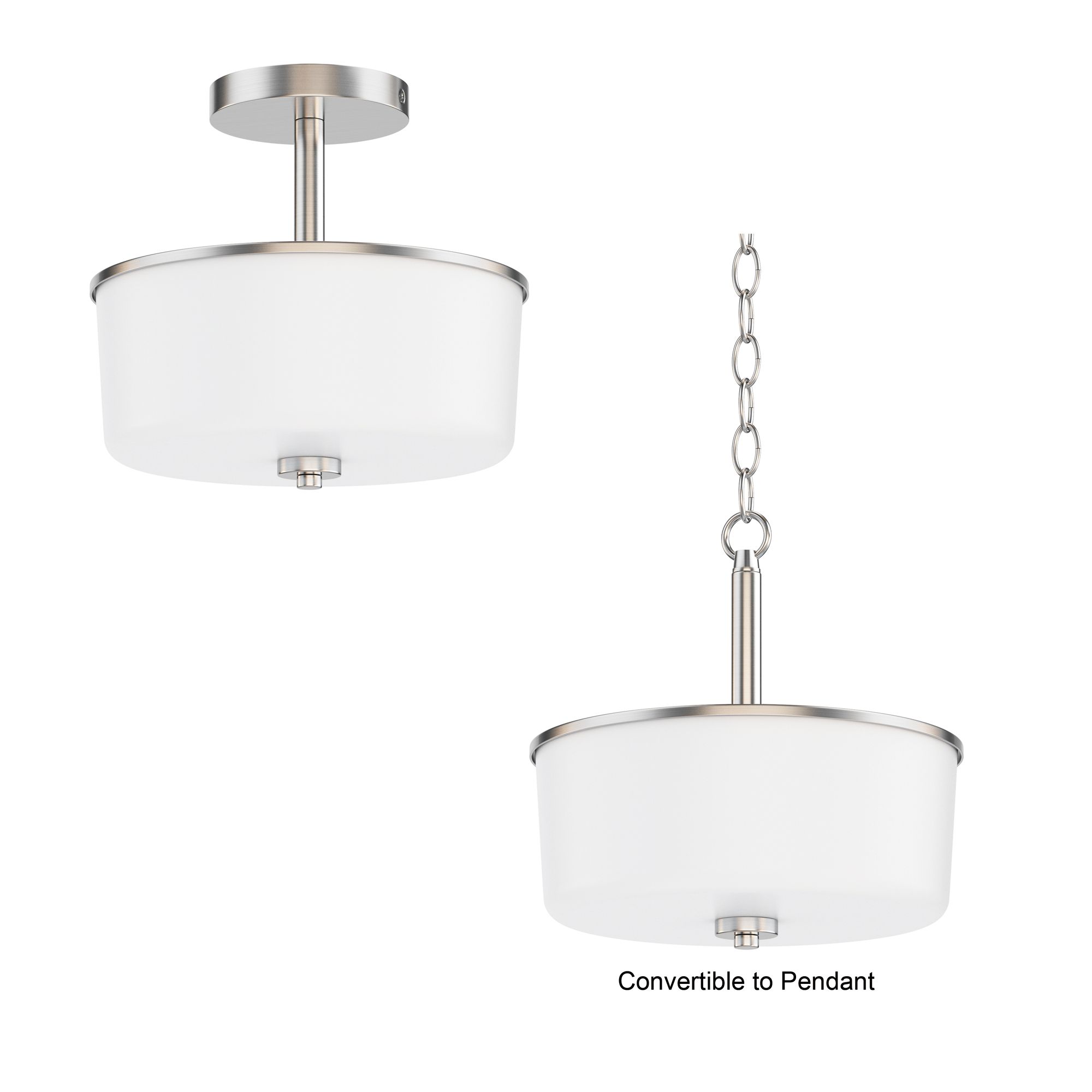 Image 2 Maxim Fuller 10 3/4" W Satin Nickel 2-Light Semi Flush/Pendant Convertible more views