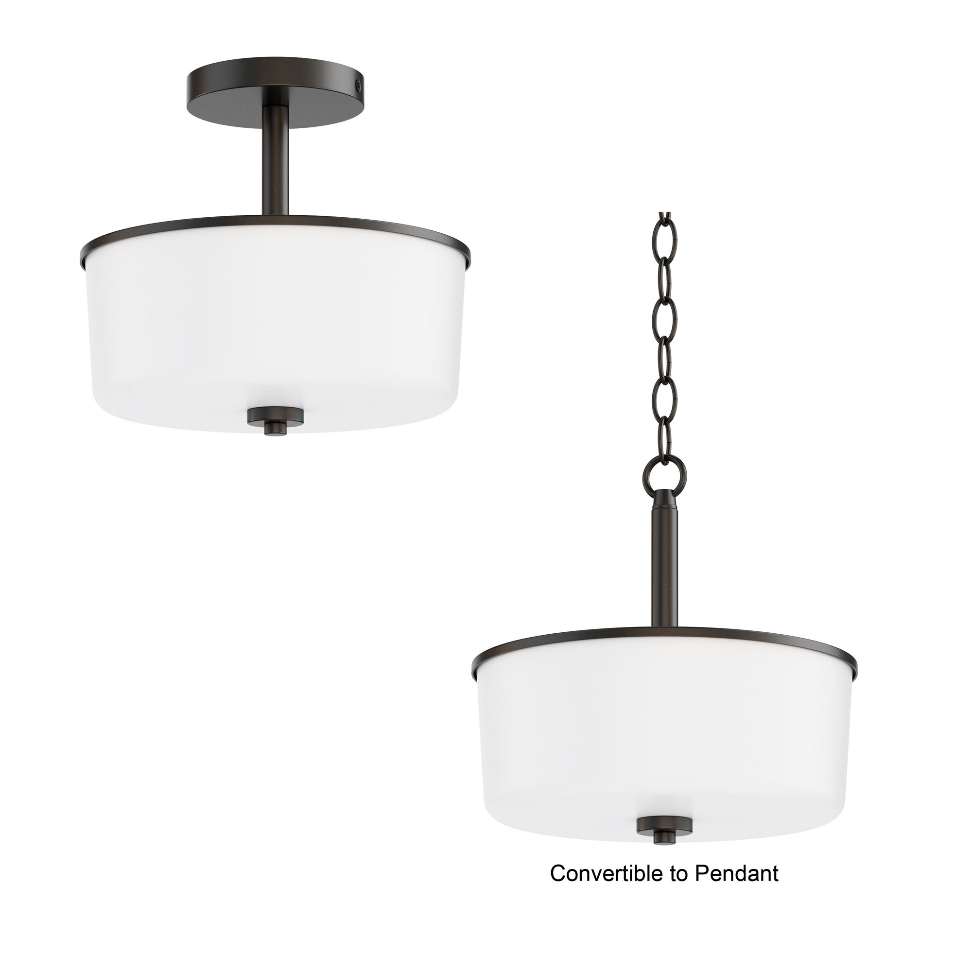 Image 2 Maxim Fuller 10 3/4" White/Black 2-Light Semi Flush/Pendant Convertible more views