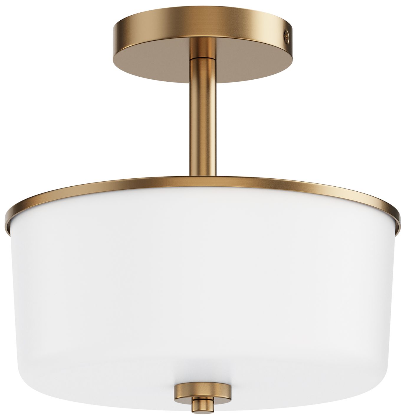 Maxim Fuller 10 3/4" White/Natural Aged Brass 2-Light Semi Flush/Pendant