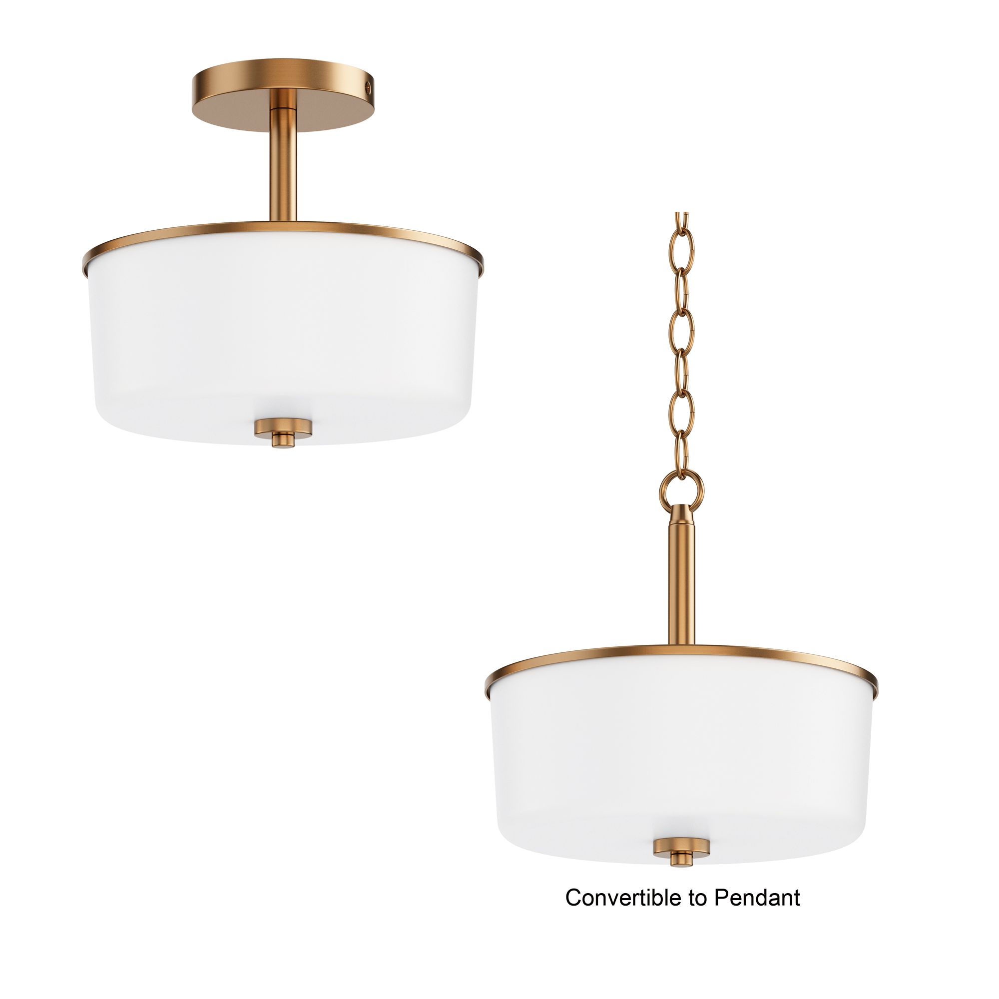Image 2 Maxim Fuller 10 3/4" White/Natural Aged Brass 2-Light Semi Flush/Pendant more views