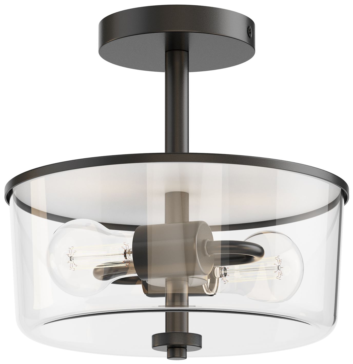 Maxim Fuller 10 3/4" Wide Clear/Black 2-Light Semi Flush/Pendant