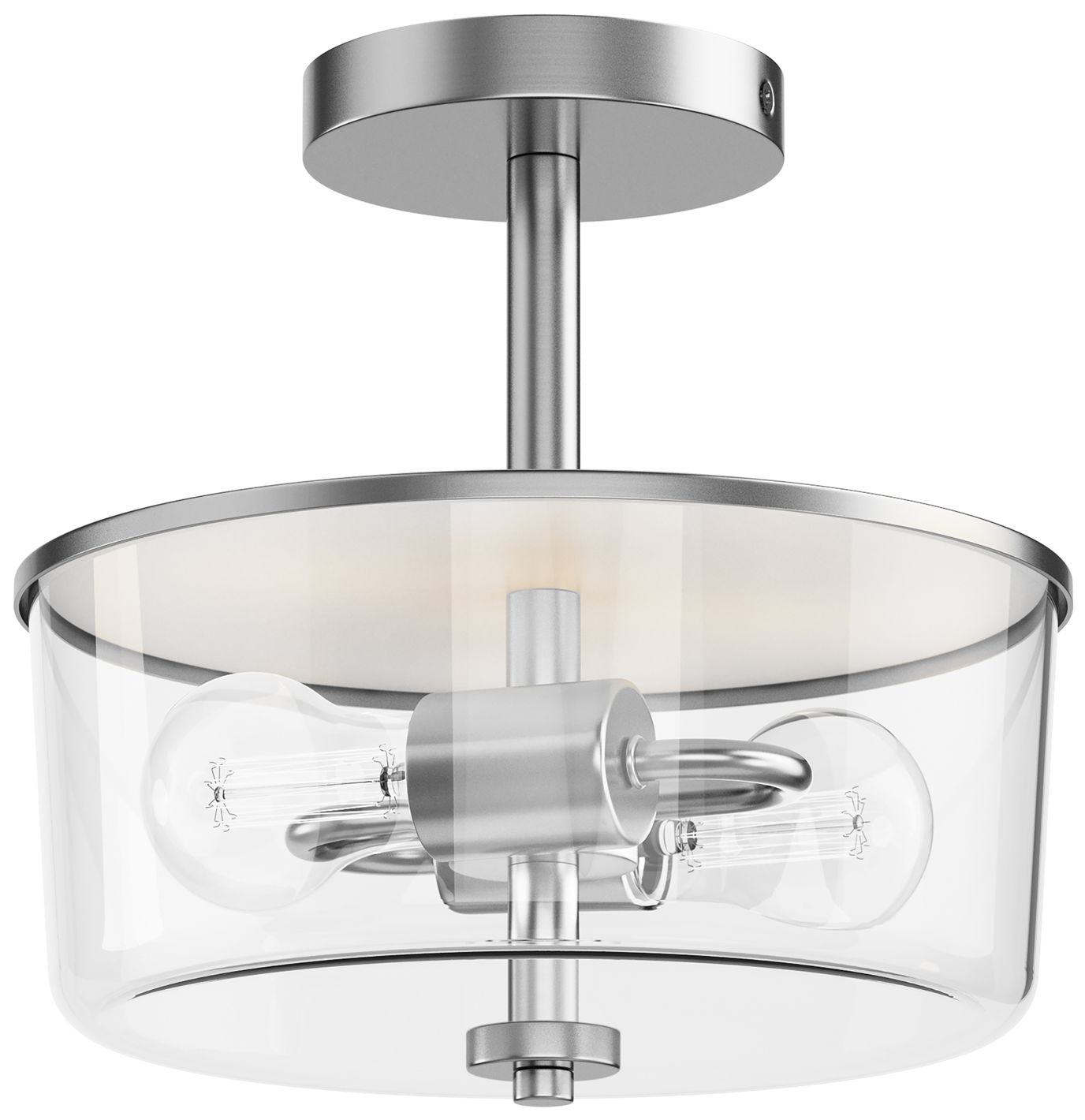 Maxim Fuller 10 3/4" Wide Clear/Satin Nickel 2-Light Semi Flush/Pendant