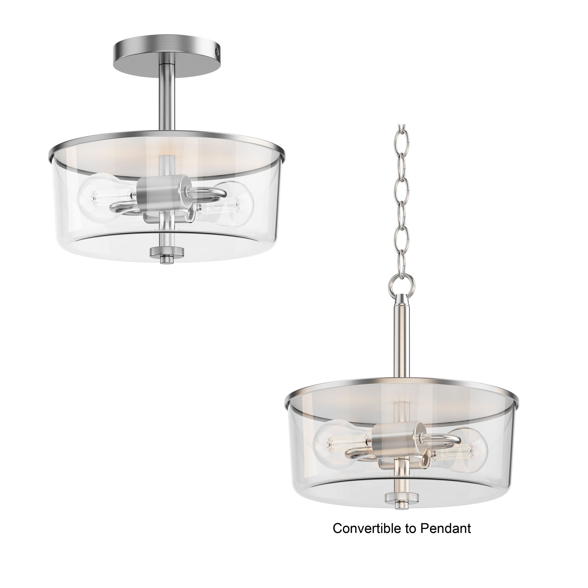 Image 2 Maxim Fuller 10 3/4" Wide Clear/Satin Nickel 2-Light Semi Flush/Pendant more views