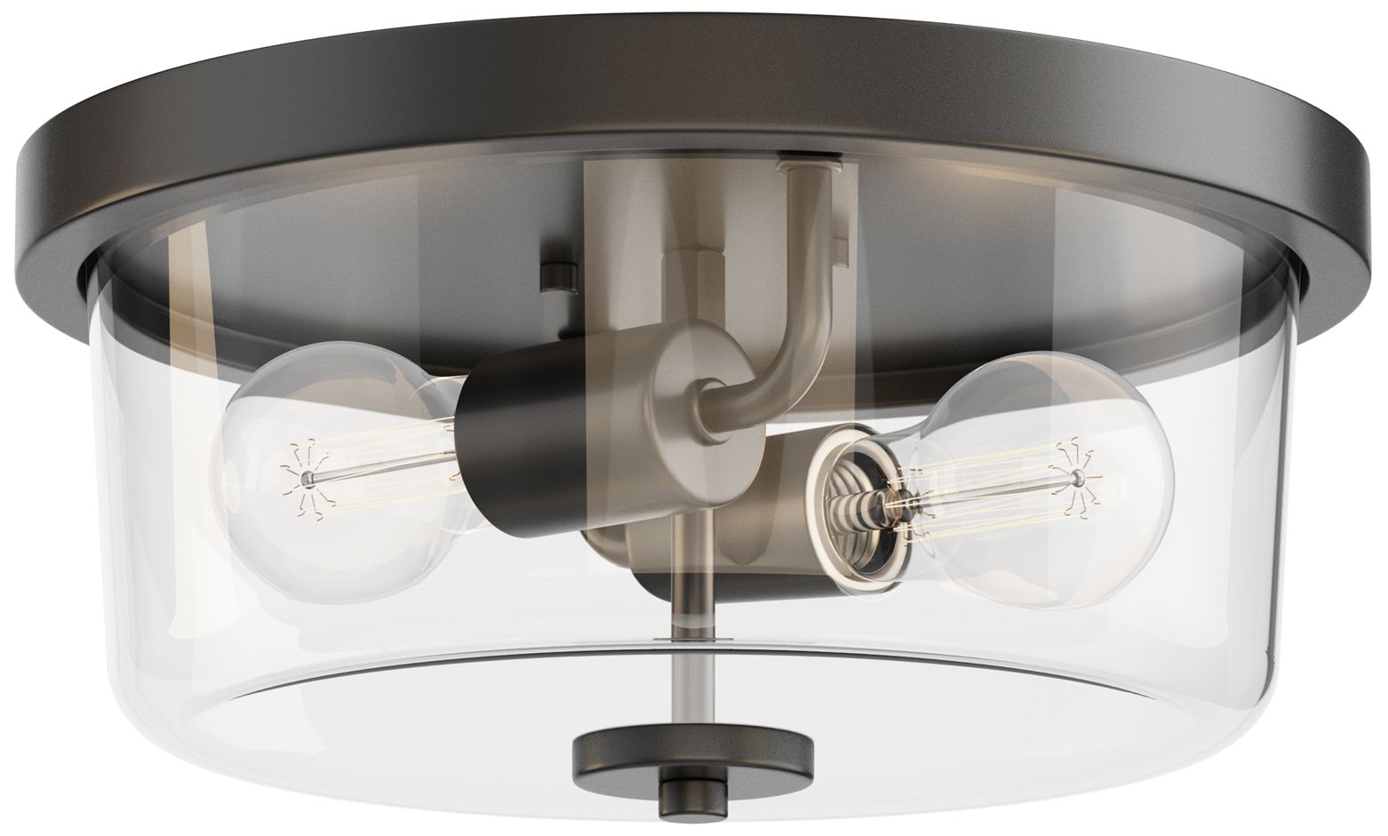 Maxim Fuller 11 3/4" Wide Clear/Black 2-Light Flush Mount