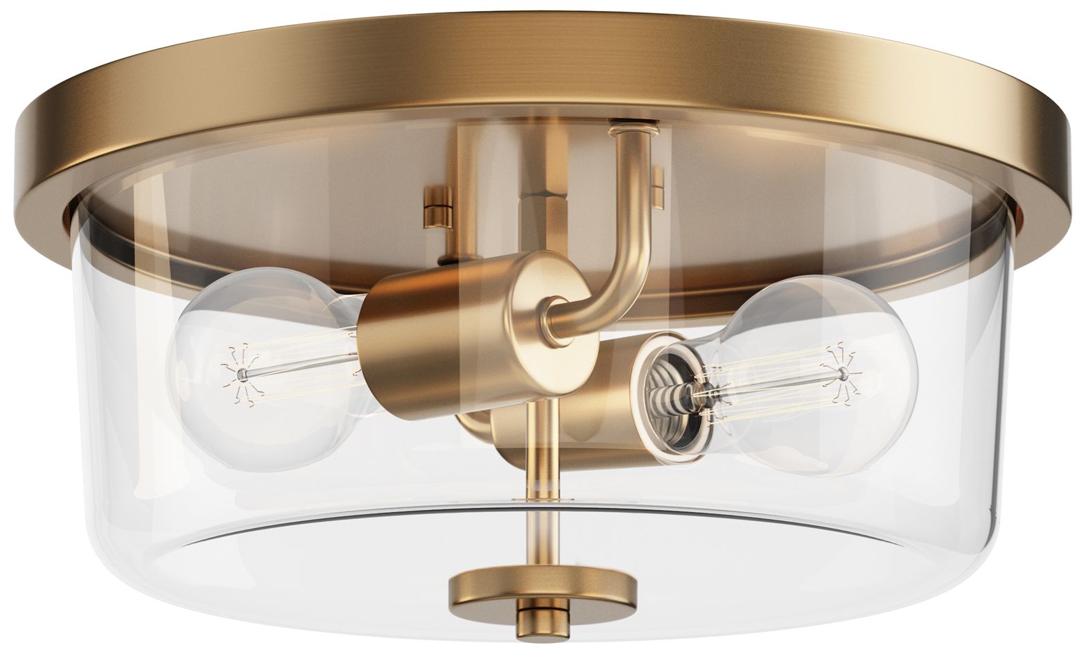 Maxim Fuller 11 3/4" Wide Clear/Natural Aged Brass 2-Light Flush Mount