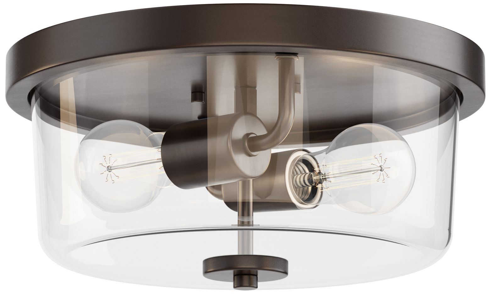 Maxim Fuller 11 3/4" Wide Clear/Oil Rubbed Bronze 2-Light Flush Mount