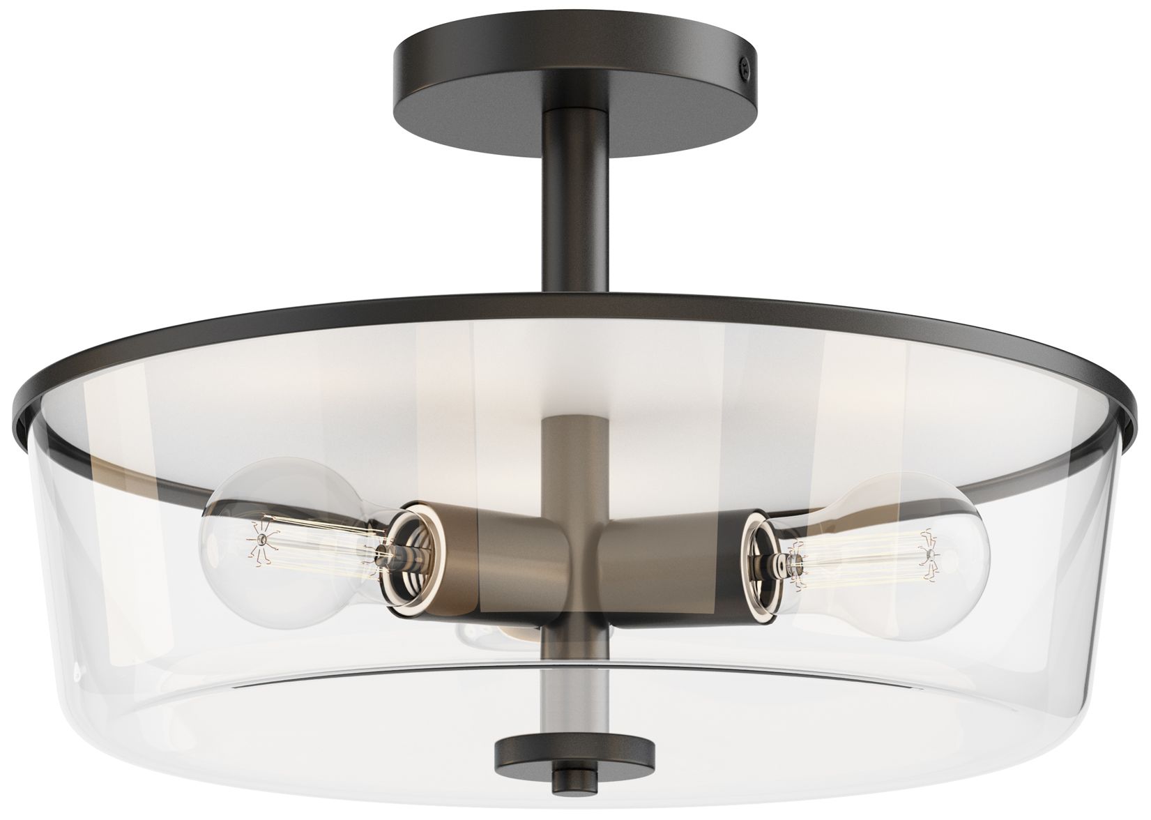 Maxim Fuller 14 3/4" Clear/Black 3-Light Semi Flush/Pendant Convertible