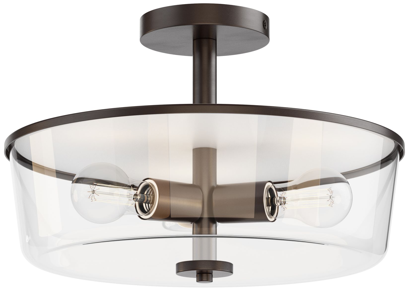 Maxim Fuller 14 3/4" Clear/Oil Rubbed Bronze 3-Light Semi Flush/Pendant
