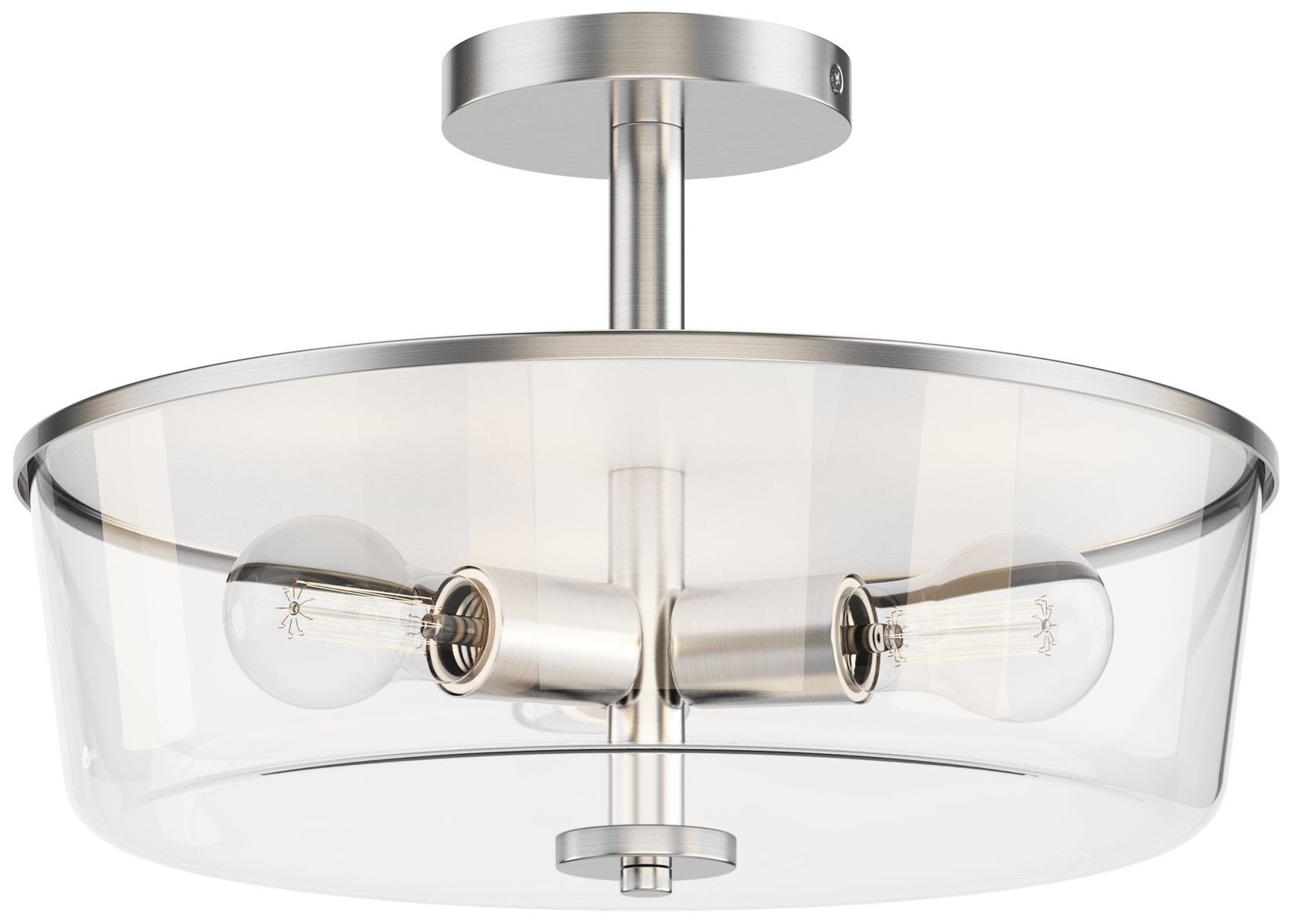 Maxim Fuller 14 3/4" Clear/Satin Nickel 3-Light Semi Flush/Pendant