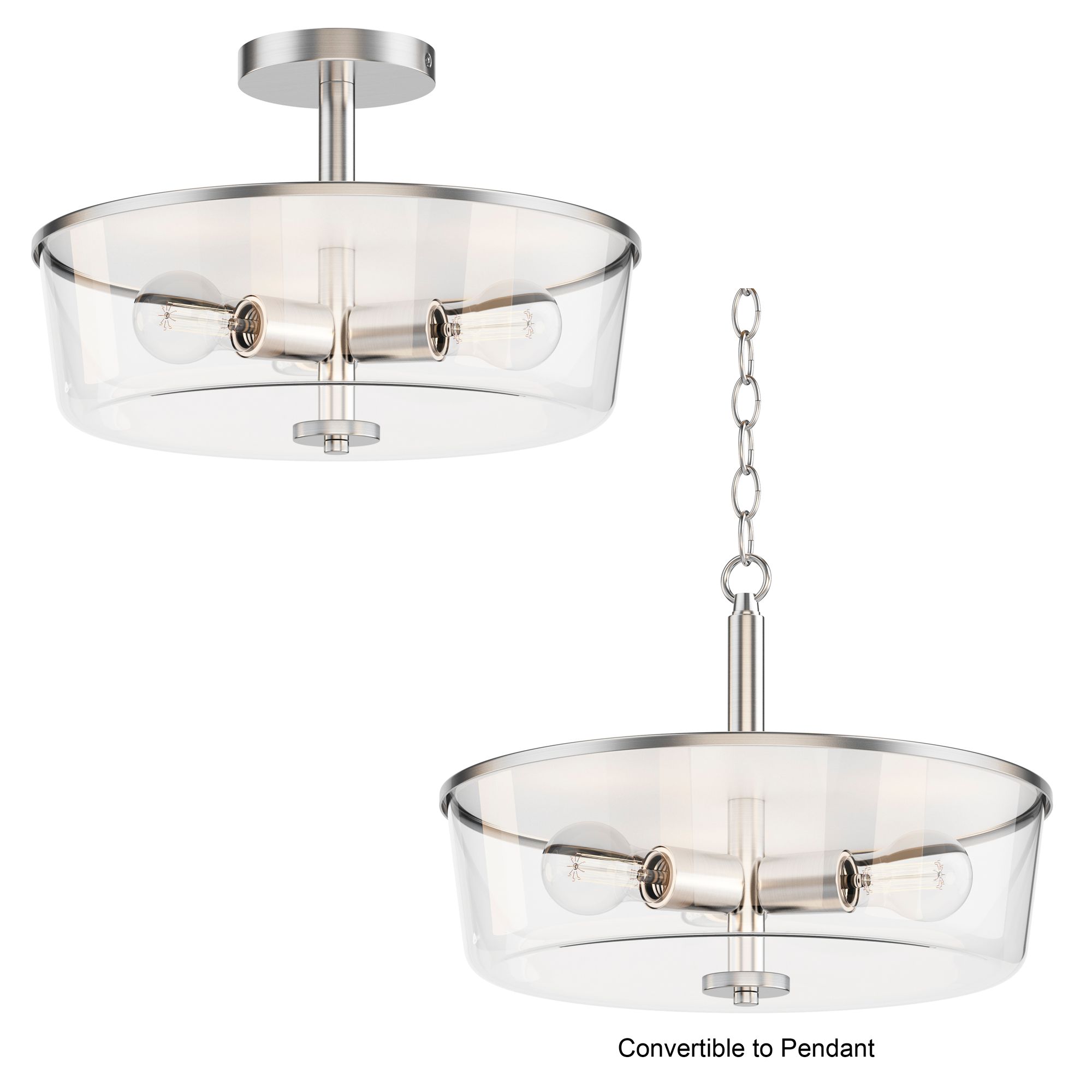 Image 2 Maxim Fuller 14 3/4" Clear/Satin Nickel 3-Light Semi Flush/Pendant more views