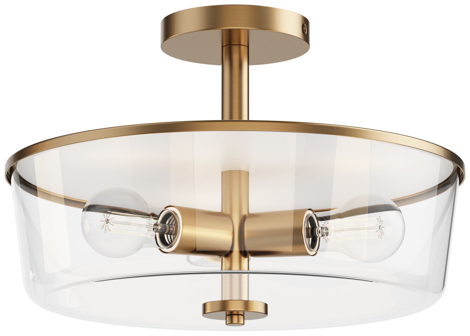 Maxim Fuller 14 3/4" W Clear/Brass 3-Light Semi Flush/Pendant Convertible