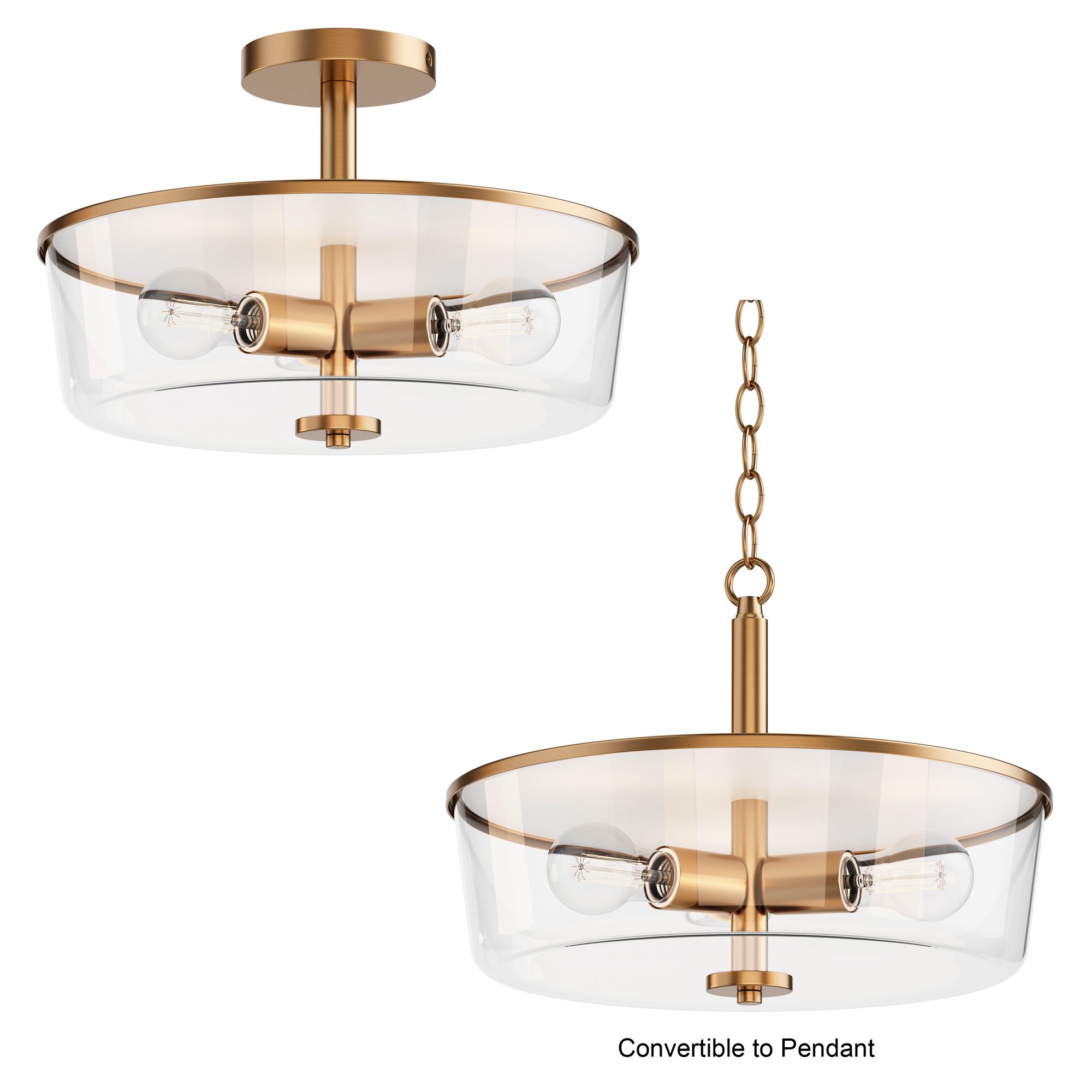 Image 2 Maxim Fuller 14 3/4" W Clear/Brass 3-Light Semi Flush/Pendant Convertible more views