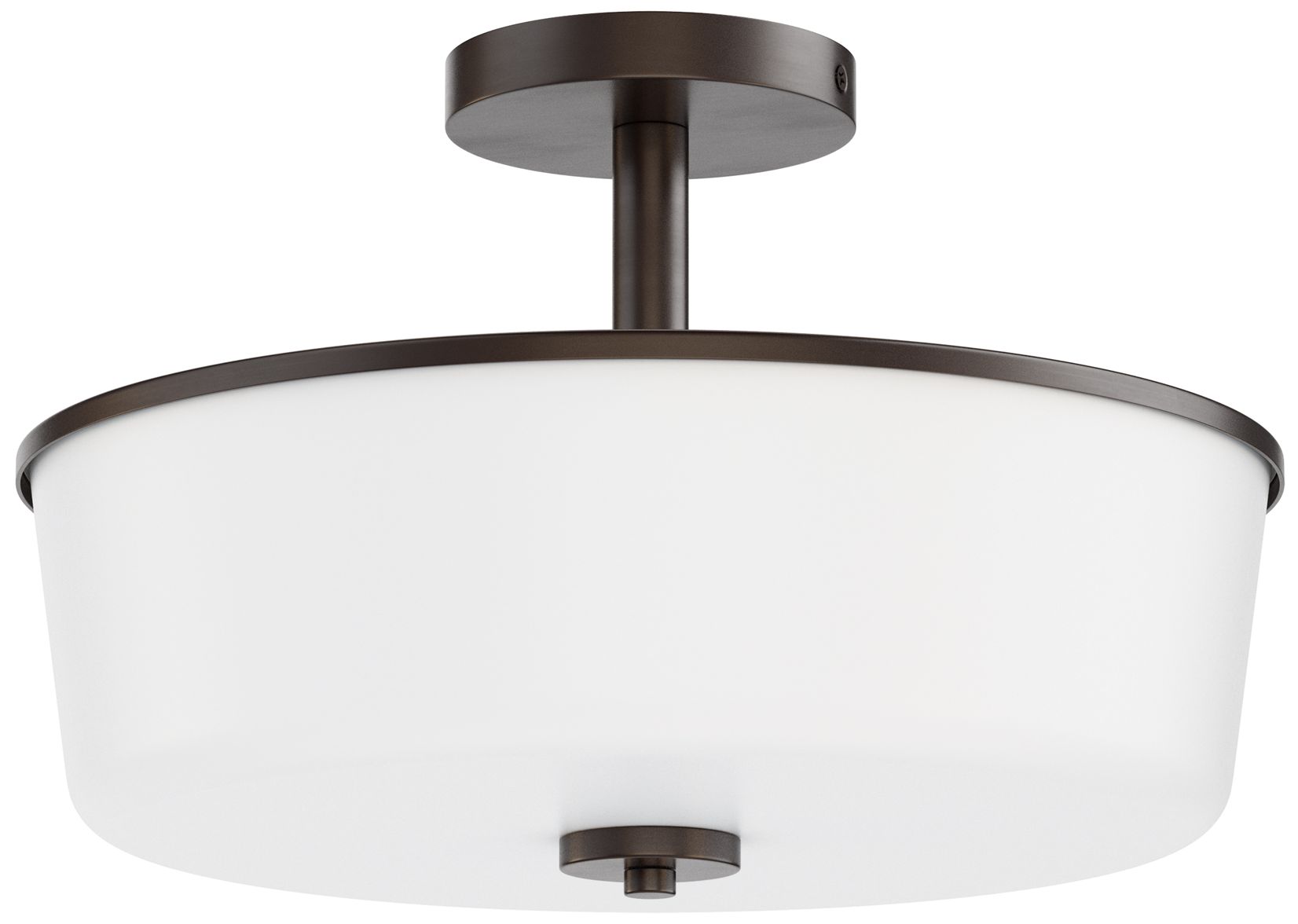 Maxim Fuller 14 3/4" White/Oil Rubbed Bronze 3-Light Semi Flush/Pendant