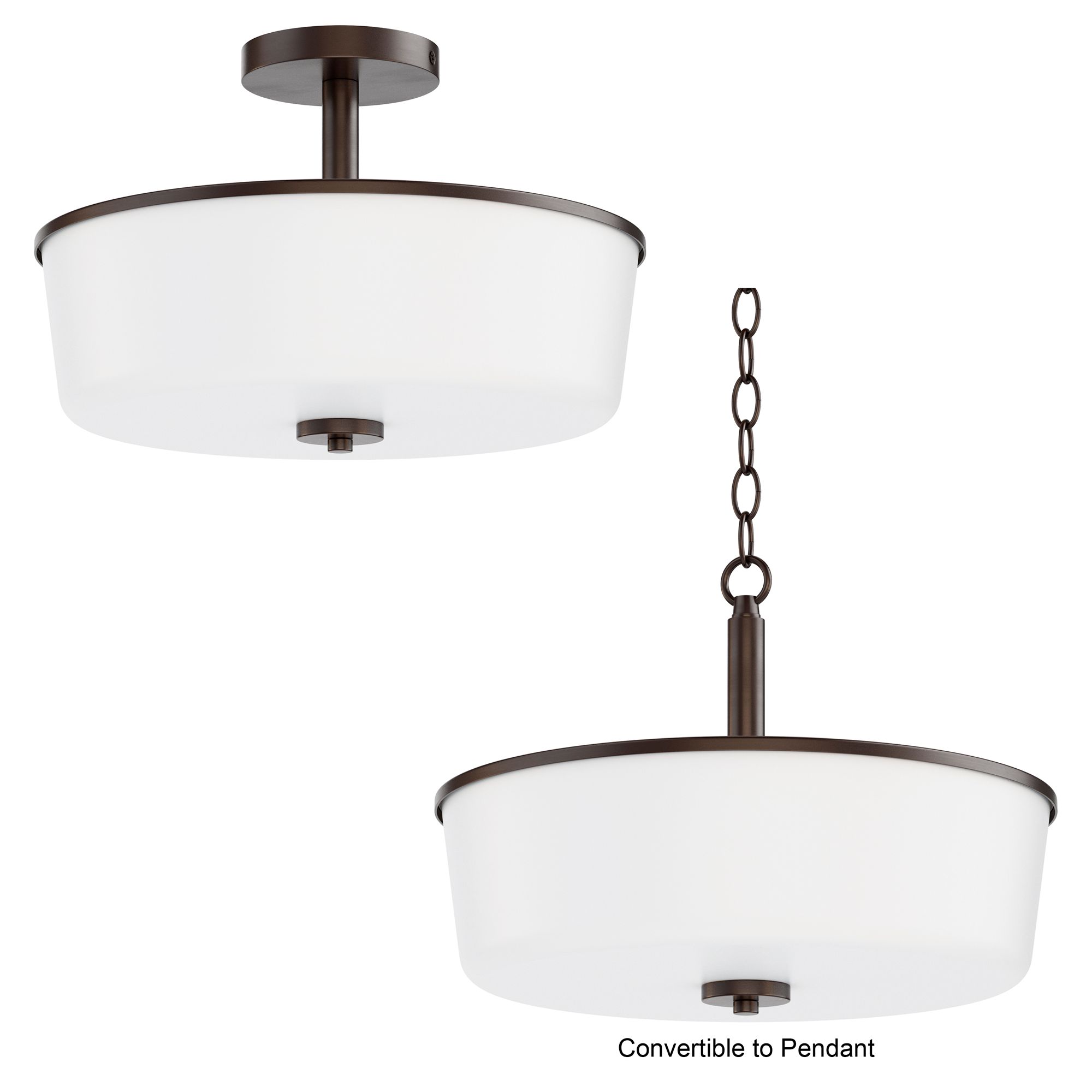 Image 2 Maxim Fuller 14 3/4" White/Oil Rubbed Bronze 3-Light Semi Flush/Pendant more views