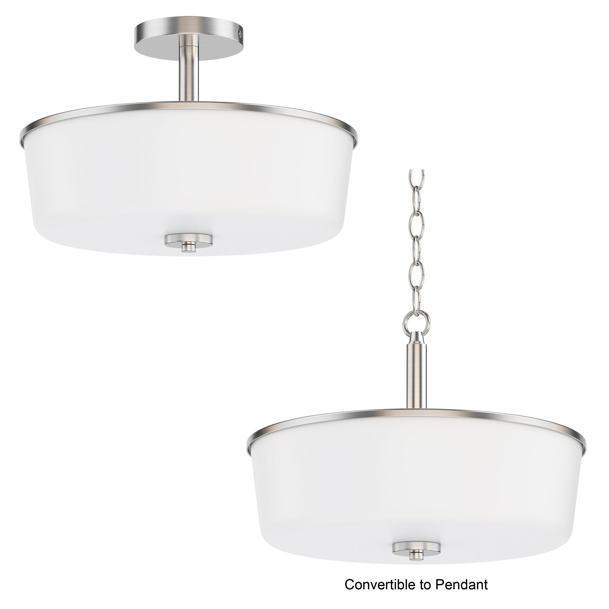 Image 2 Maxim Fuller 14 3/4" White/Satin Nickel 3-Light Semi Flush/Pendant more views