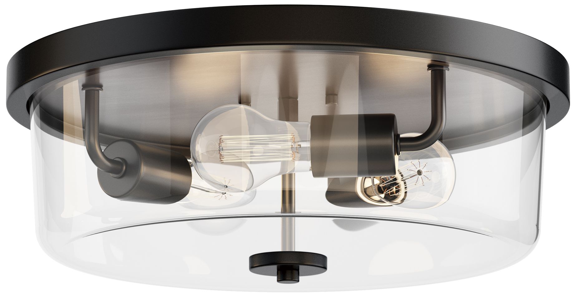 Maxim Fuller 16" Wide Clear/Black 3-Light Flush Mount
