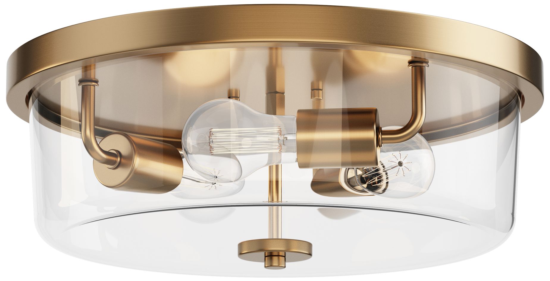 Maxim Fuller 16" Wide Clear/Natural Aged Brass 3-Light Flush Mount