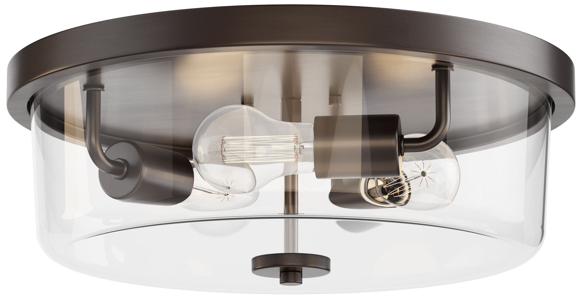 Maxim Fuller 16" Wide Clear/Oil Rubbed Bronze 3-Light Flush Mount