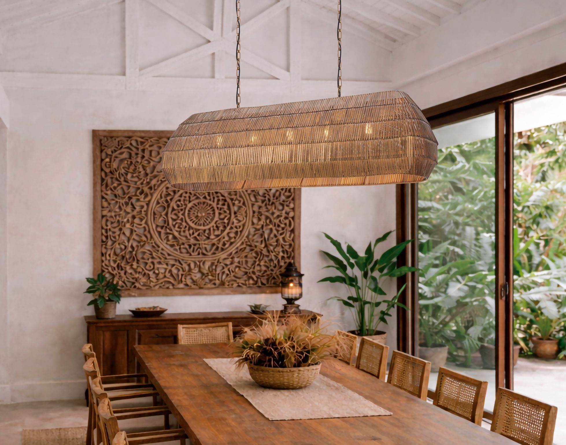 Maxim Gilda 59" Antique Brass 5-Light Linear Pendant