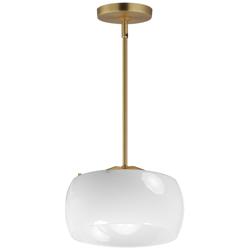 Maxim Glazed 11" White/Natural Aged Brass Single Pendant
