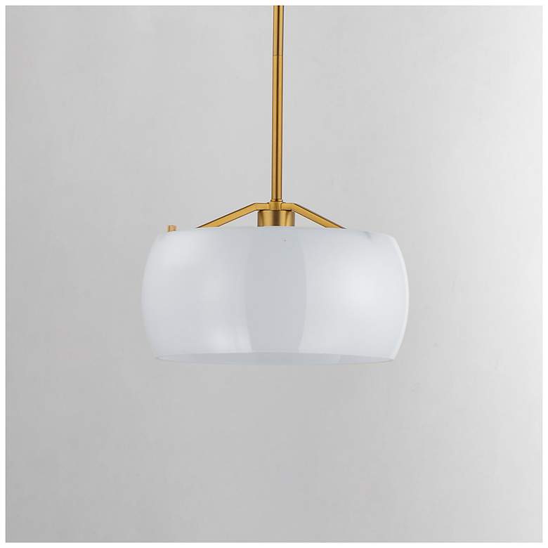 Image 2 Maxim Glazed 11" White/Natural Aged Brass Single Pendant more views