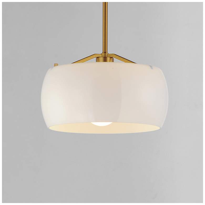 Image 3 Maxim Glazed 11" White/Natural Aged Brass Single Pendant more views